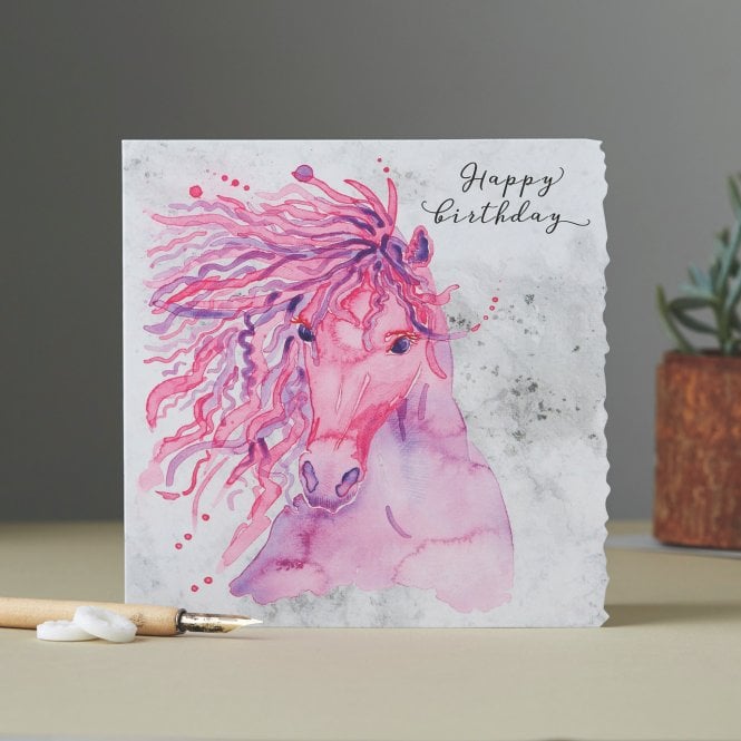 Deckled Edge Fanciful Dolomite Card - Happy Birthday