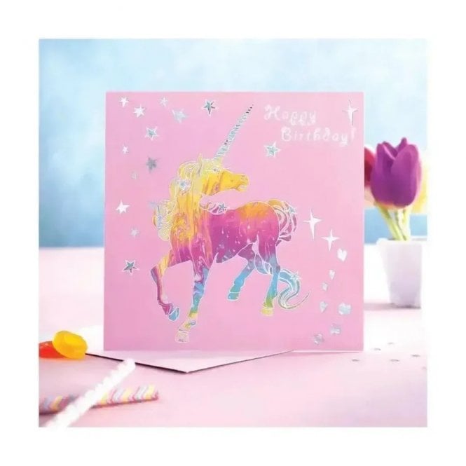 Deckled Edge Prancing Myth Birthday Card - Prancing Unicorn