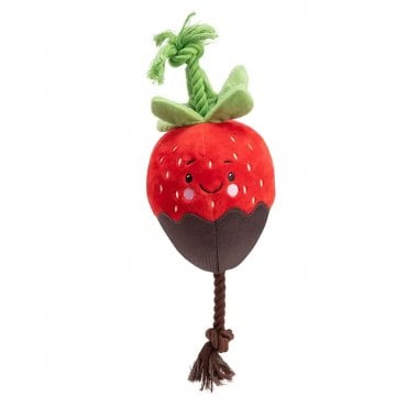 Plush Chocolate Dipped Strawberry Dog Toy
