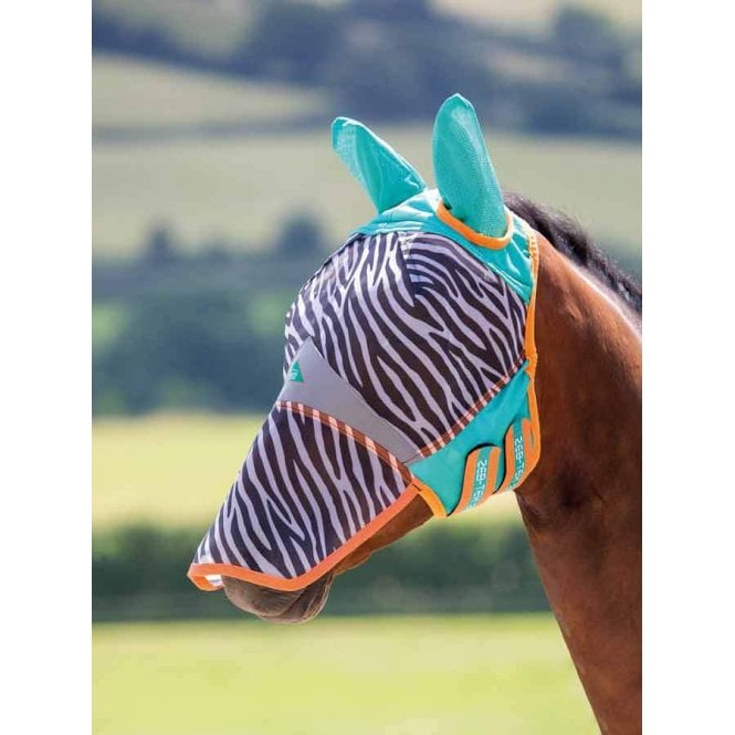 Shires FlyGuard Pro Zeb-Tek Fly Mask with Ears and Nose 